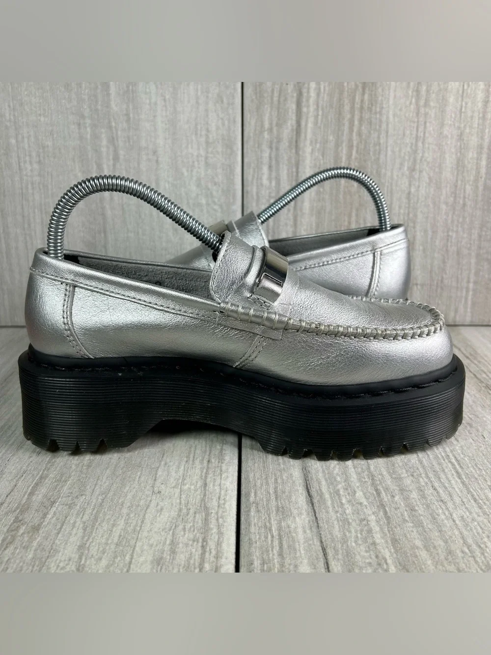 NEW Dr. Martens Docs Penton II Quad Platform  Loafer Shoe Silver Women’s Size 7